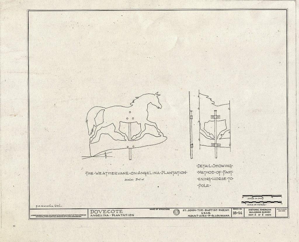 Blueprint HABS LA,48-MOTAI.V,1- (Sheet 6 of 8) - Angelina Plantation (Dove Cote & Doll House), State Highway 1, Mount Airy, St. John The Baptist Parish, LA