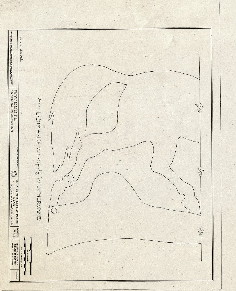 Blueprint HABS LA,48-MOTAI.V,1- (Sheet 8 of 8) - Angelina Plantation (Dove Cote & Doll House), State Highway 1, Mount Airy, St. John The Baptist Parish, LA