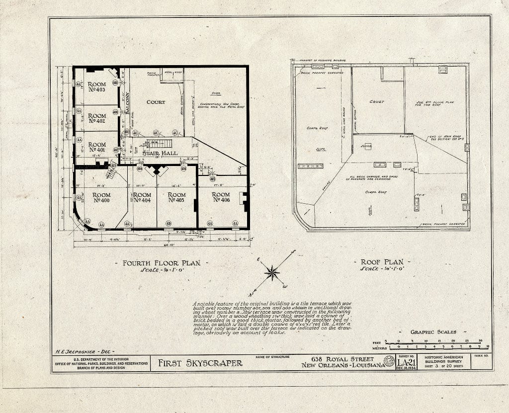 Blueprint HABS LA,36-NEWOR,10- (Sheet 3 of 20) - First Skyscraper, 638 Royal Street, New Orleans, Orleans Parish, LA