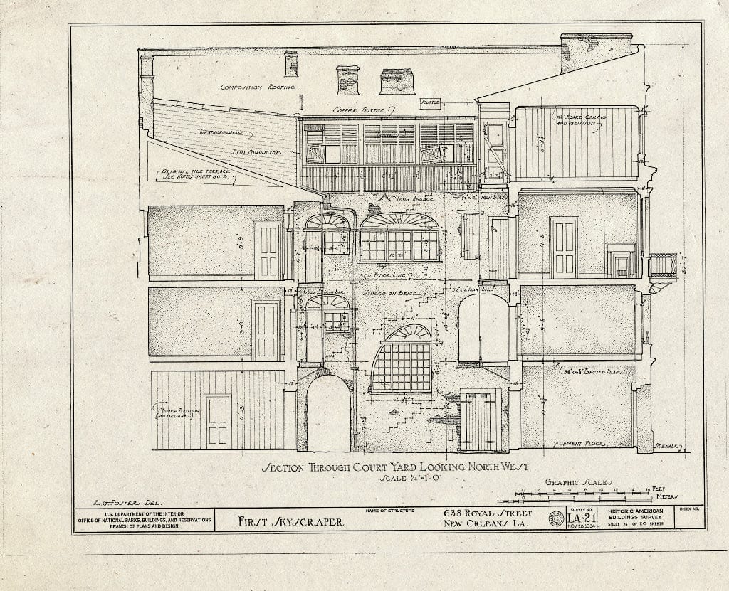 Blueprint HABS LA,36-NEWOR,10- (Sheet 8 of 20) - First Skyscraper, 638 Royal Street, New Orleans, Orleans Parish, LA