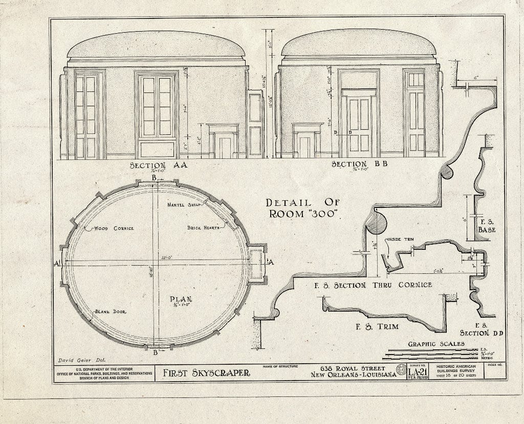 Blueprint HABS LA,36-NEWOR,10- (Sheet 18 of 20) - First Skyscraper, 638 Royal Street, New Orleans, Orleans Parish, LA