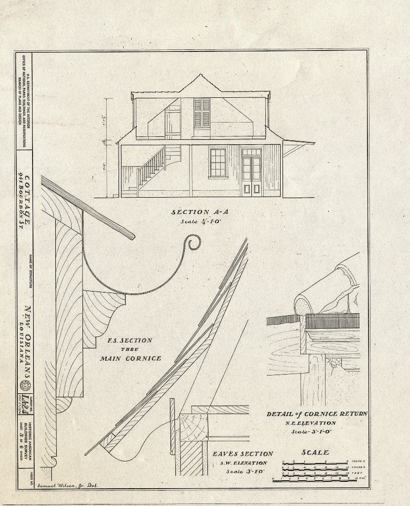 Blueprint HABS LA,36-NEWOR,13- (Sheet 5 of 6) - 941 Bourbon Street (Cottage), New Orleans, Orleans Parish, LA