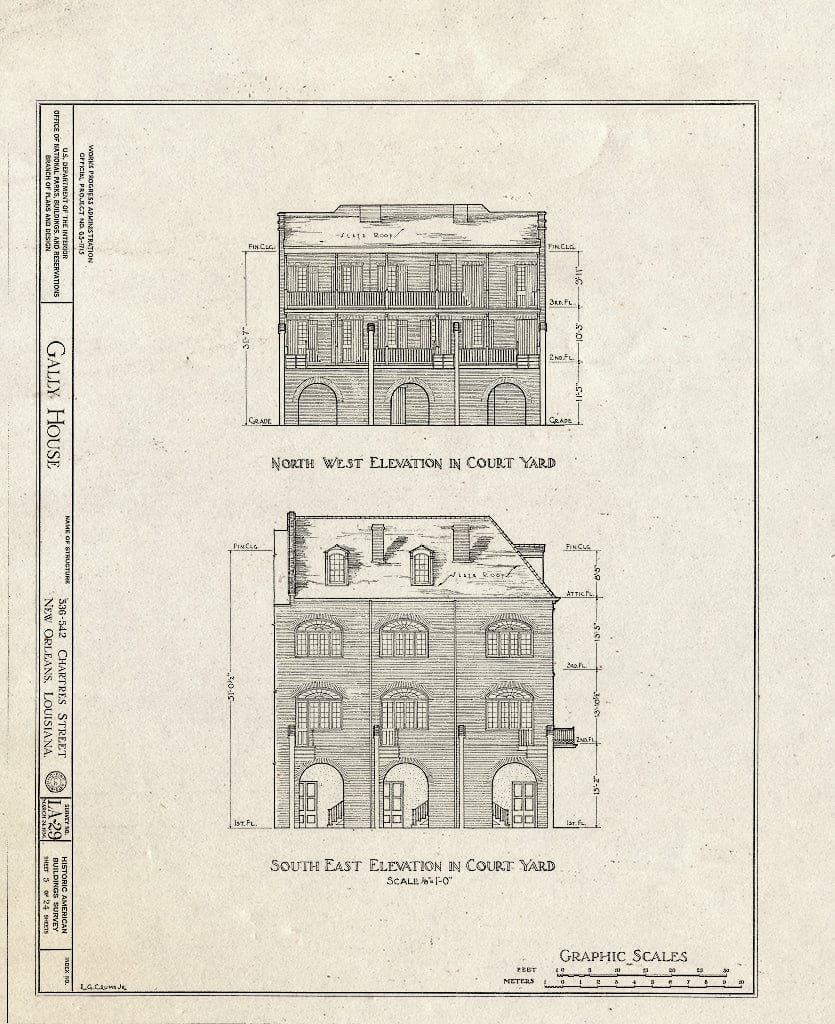 Blueprint HABS LA,36-NEWOR,14- (Sheet 5 of 24) - Gally House, 536 Chartres Street, New Orleans, Orleans Parish, LA