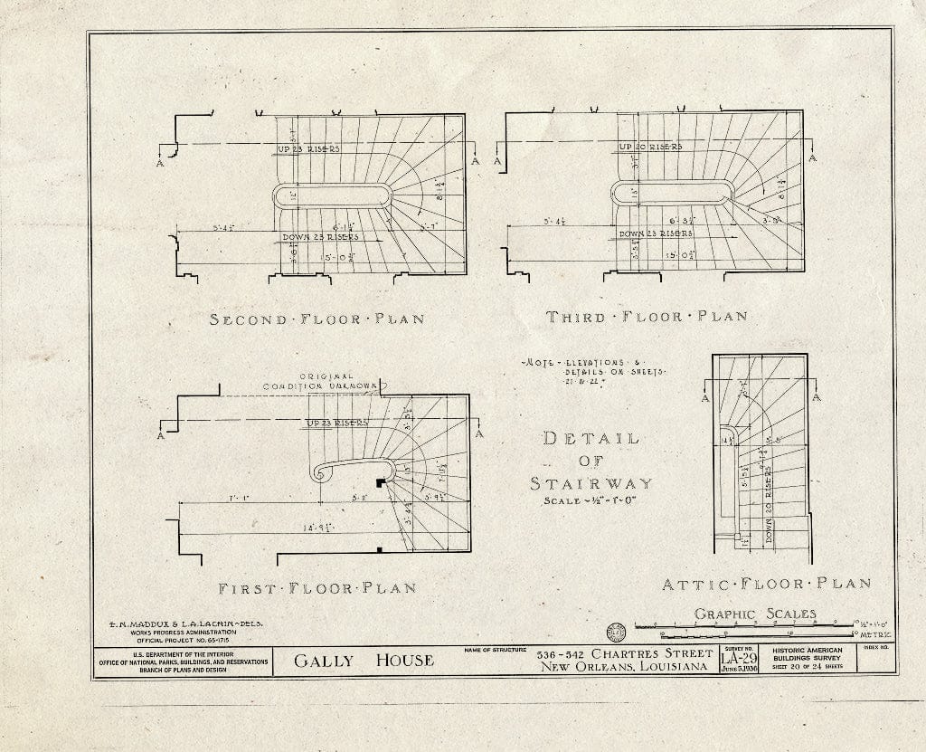 Blueprint HABS LA,36-NEWOR,14- (Sheet 20 of 24) - Gally House, 536 Chartres Street, New Orleans, Orleans Parish, LA