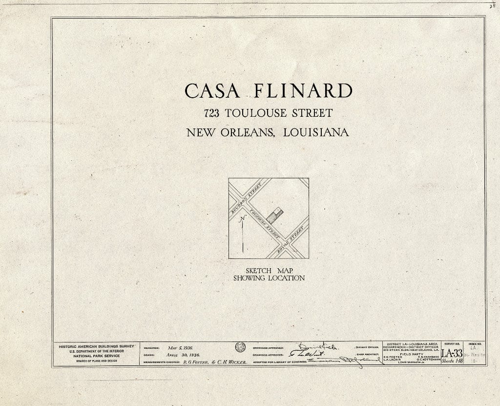 Blueprint HABS LA,36-NEWOR,15- (Sheet 0 of 18) - Valery Nicholas House, 723 Toulouse Street, New Orleans, Orleans Parish, LA