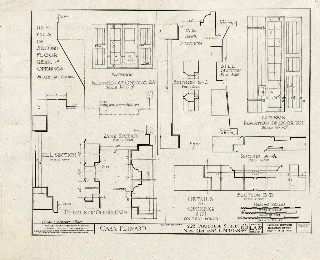 Blueprint HABS LA,36-NEWOR,15- (Sheet 7 of 18) - Valery Nicholas House, 723 Toulouse Street, New Orleans, Orleans Parish, LA