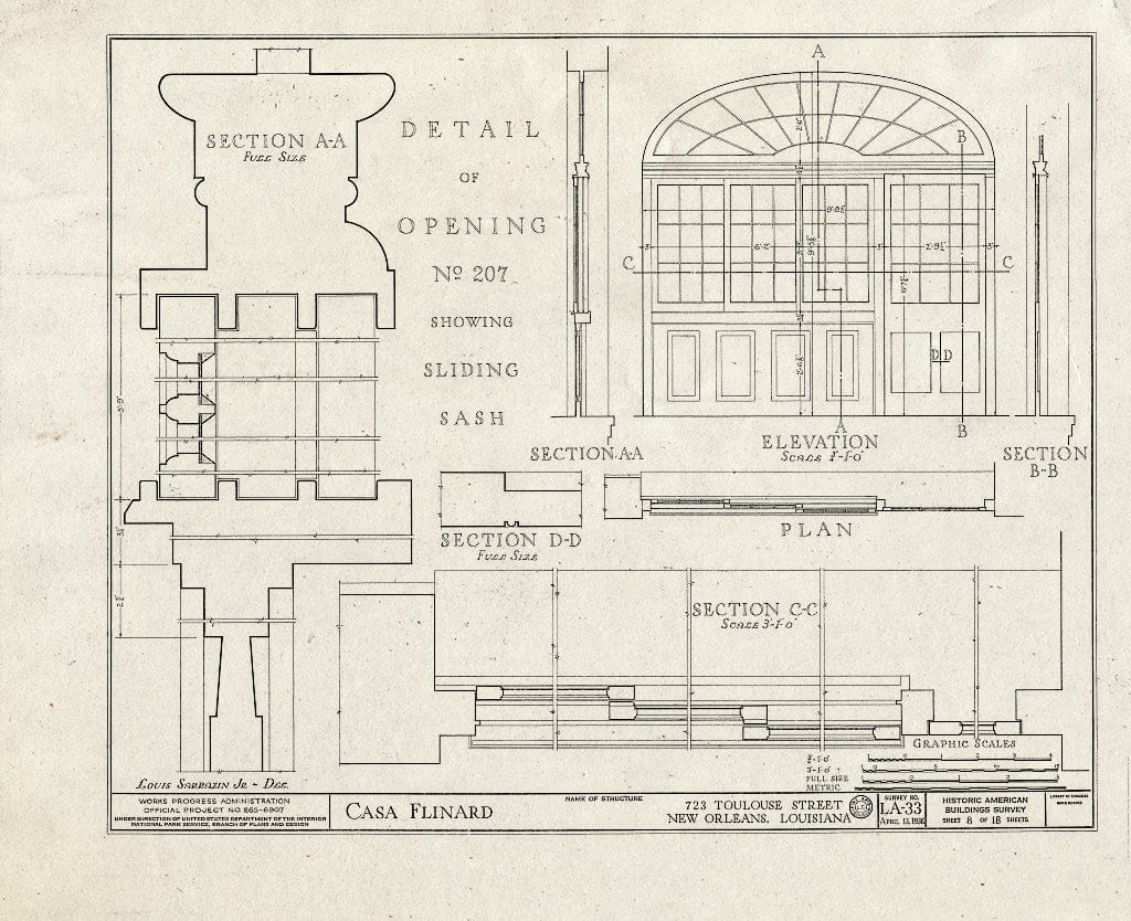 Blueprint HABS LA,36-NEWOR,15- (Sheet 8 of 18) - Valery Nicholas House, 723 Toulouse Street, New Orleans, Orleans Parish, LA