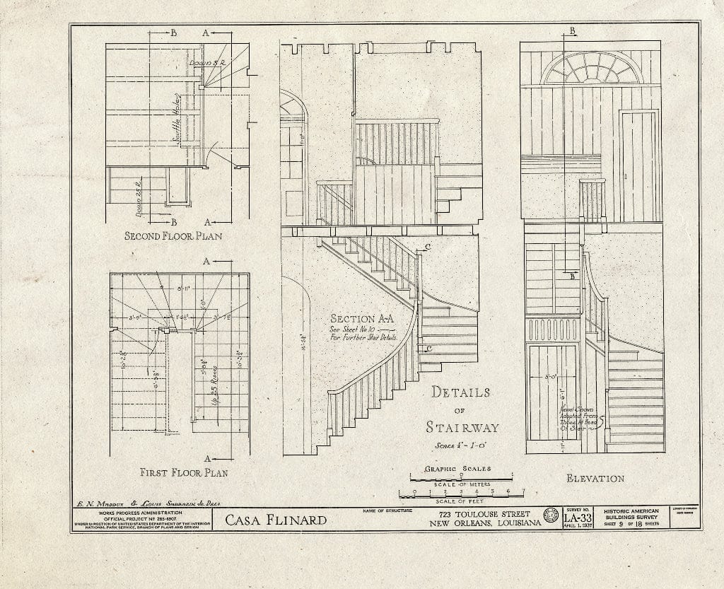 Blueprint HABS LA,36-NEWOR,15- (Sheet 9 of 18) - Valery Nicholas House, 723 Toulouse Street, New Orleans, Orleans Parish, LA