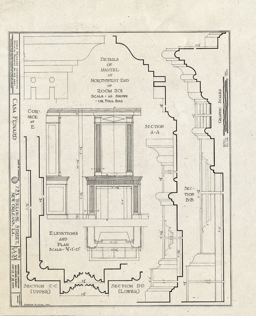 Blueprint HABS LA,36-NEWOR,15- (Sheet 13 of 18) - Valery Nicholas House, 723 Toulouse Street, New Orleans, Orleans Parish, LA