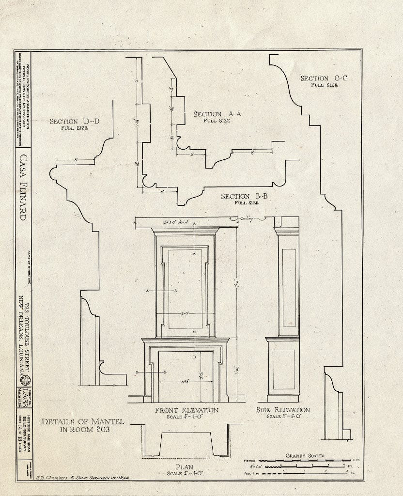 Blueprint HABS LA,36-NEWOR,15- (Sheet 14 of 18) - Valery Nicholas House, 723 Toulouse Street, New Orleans, Orleans Parish, LA