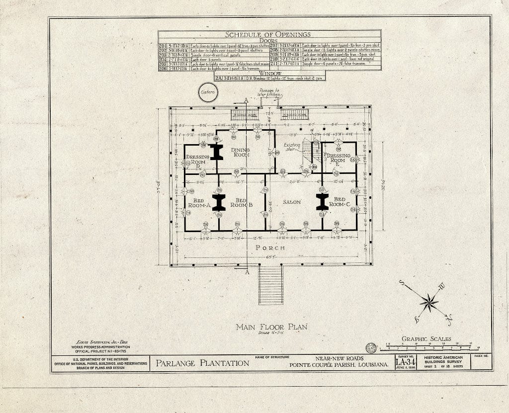 Blueprint HABS LA,39-NEWRO.V,1- (Sheet 2 of 18) - Parlange Plantation, State Highway 93, New Roads, Pointe Coupee Parish, LA
