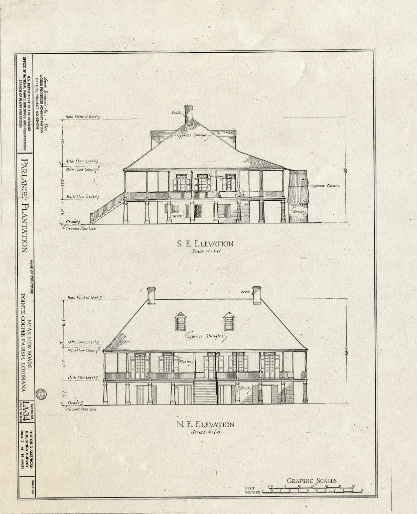 Blueprint HABS LA,39-NEWRO.V,1- (Sheet 3 of 18) - Parlange Plantation, State Highway 93, New Roads, Pointe Coupee Parish, LA