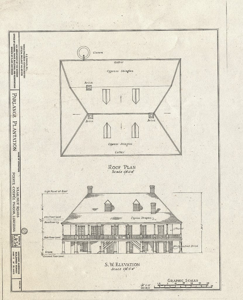 Blueprint HABS LA,39-NEWRO.V,1- (Sheet 4 of 18) - Parlange Plantation, State Highway 93, New Roads, Pointe Coupee Parish, LA
