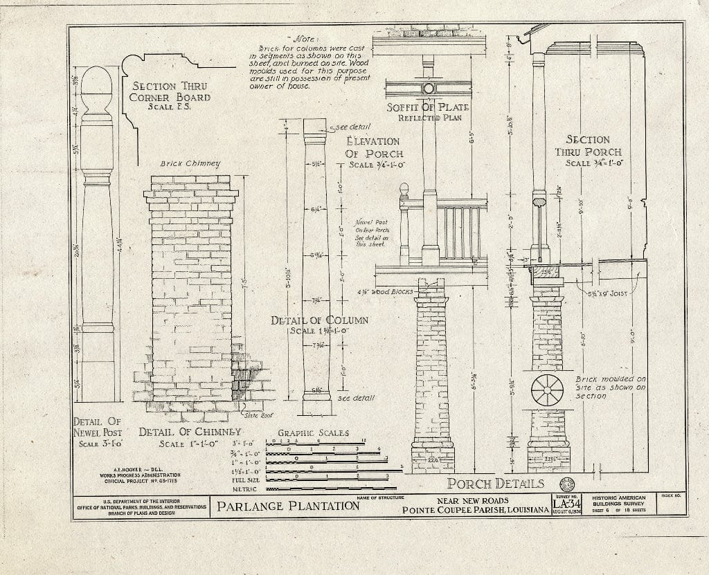 Blueprint HABS LA,39-NEWRO.V,1- (Sheet 6 of 18) - Parlange Plantation, State Highway 93, New Roads, Pointe Coupee Parish, LA