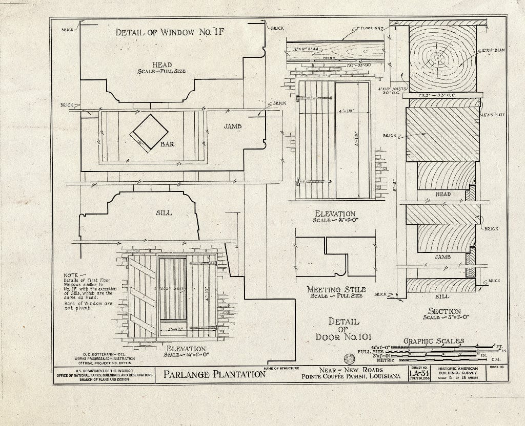 Blueprint HABS LA,39-NEWRO.V,1- (Sheet 8 of 18) - Parlange Plantation, State Highway 93, New Roads, Pointe Coupee Parish, LA