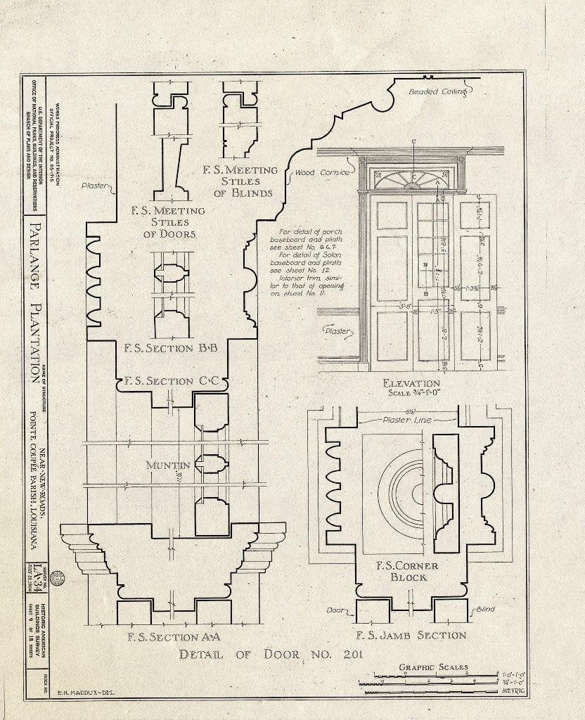 Blueprint HABS LA,39-NEWRO.V,1- (Sheet 9 of 18) - Parlange Plantation, State Highway 93, New Roads, Pointe Coupee Parish, LA