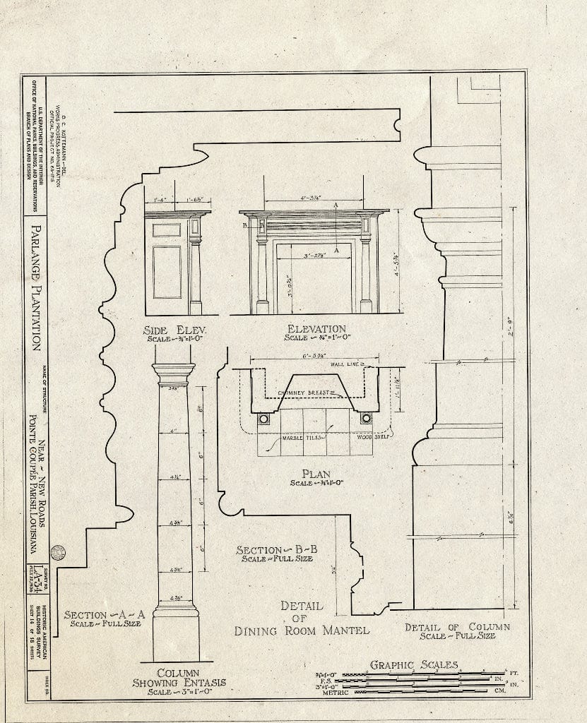 Blueprint HABS LA,39-NEWRO.V,1- (Sheet 14 of 18) - Parlange Plantation, State Highway 93, New Roads, Pointe Coupee Parish, LA