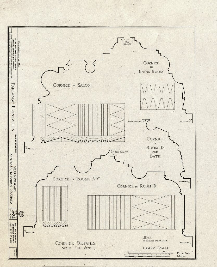 Blueprint HABS LA,39-NEWRO.V,1- (Sheet 15 of 18) - Parlange Plantation, State Highway 93, New Roads, Pointe Coupee Parish, LA
