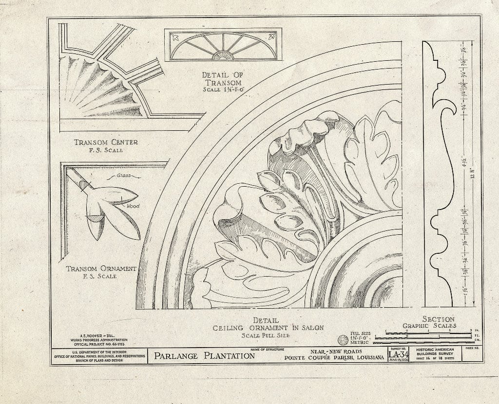 Blueprint HABS LA,39-NEWRO.V,1- (Sheet 16 of 18) - Parlange Plantation, State Highway 93, New Roads, Pointe Coupee Parish, LA