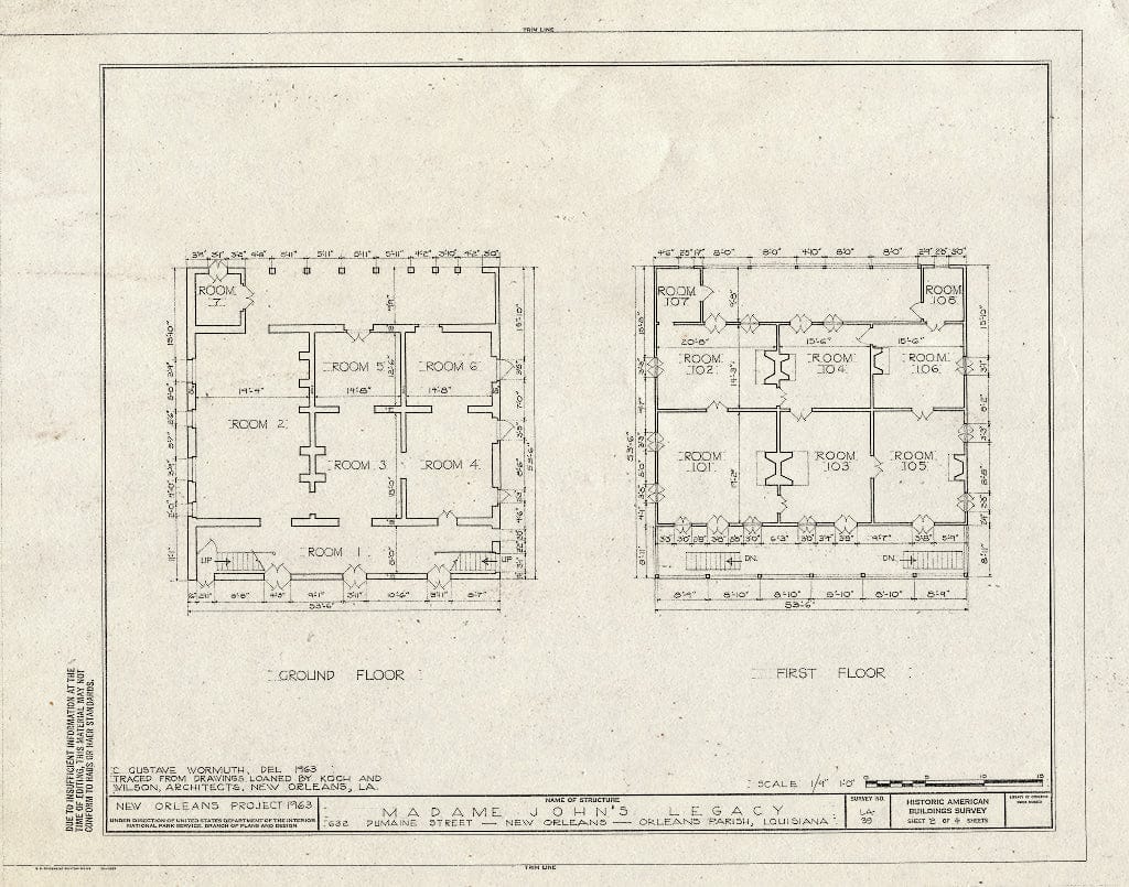 Blueprint HABS LA,36-NEWOR,16- (Sheet 2 of 4) - Madame John's Legacy, 632 Dumaine Street, New Orleans, Orleans Parish, LA