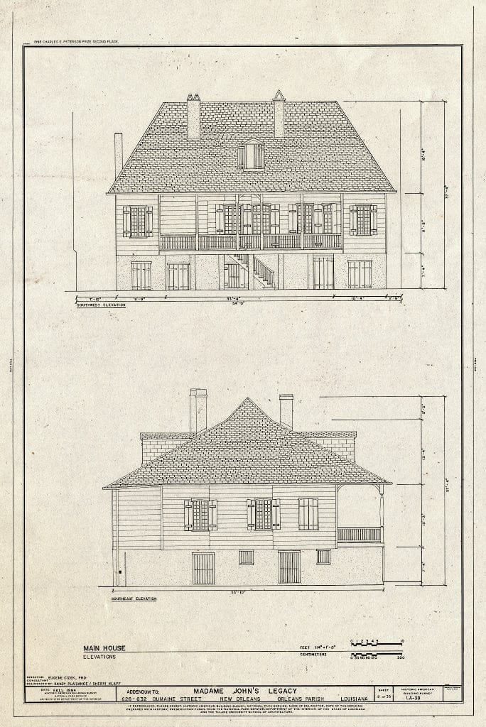 Blueprint HABS LA,36-NEWOR,16- (Sheet 9 of 33) - Madame John's Legacy, 632 Dumaine Street, New Orleans, Orleans Parish, LA