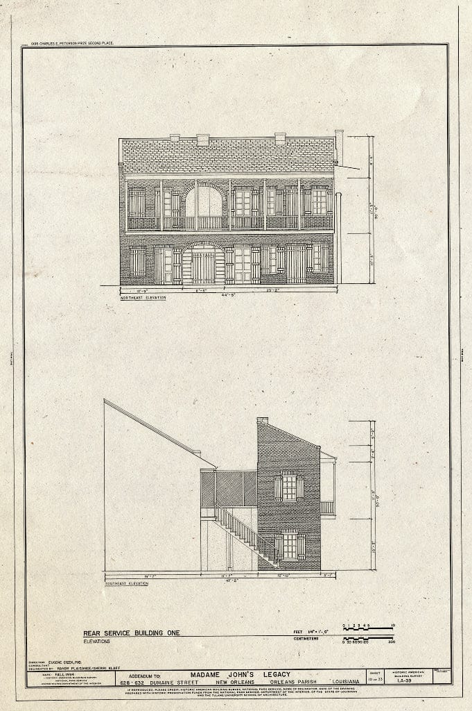 Blueprint HABS LA,36-NEWOR,16- (Sheet 10 of 33) - Madame John's Legacy, 632 Dumaine Street, New Orleans, Orleans Parish, LA