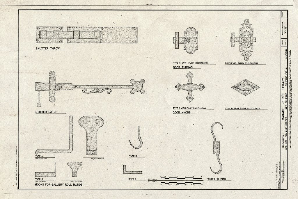 Blueprint HABS LA,36-NEWOR,16- (Sheet 22 of 33) - Madame John's Legacy, 632 Dumaine Street, New Orleans, Orleans Parish, LA