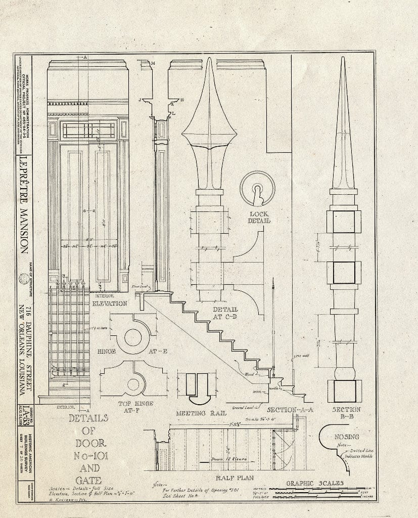Blueprint HABS LA,36-NEWOR,18- (Sheet 7 of 26) - Le Pretre Mansion, 716 Dauphine Street, New Orleans, Orleans Parish, LA