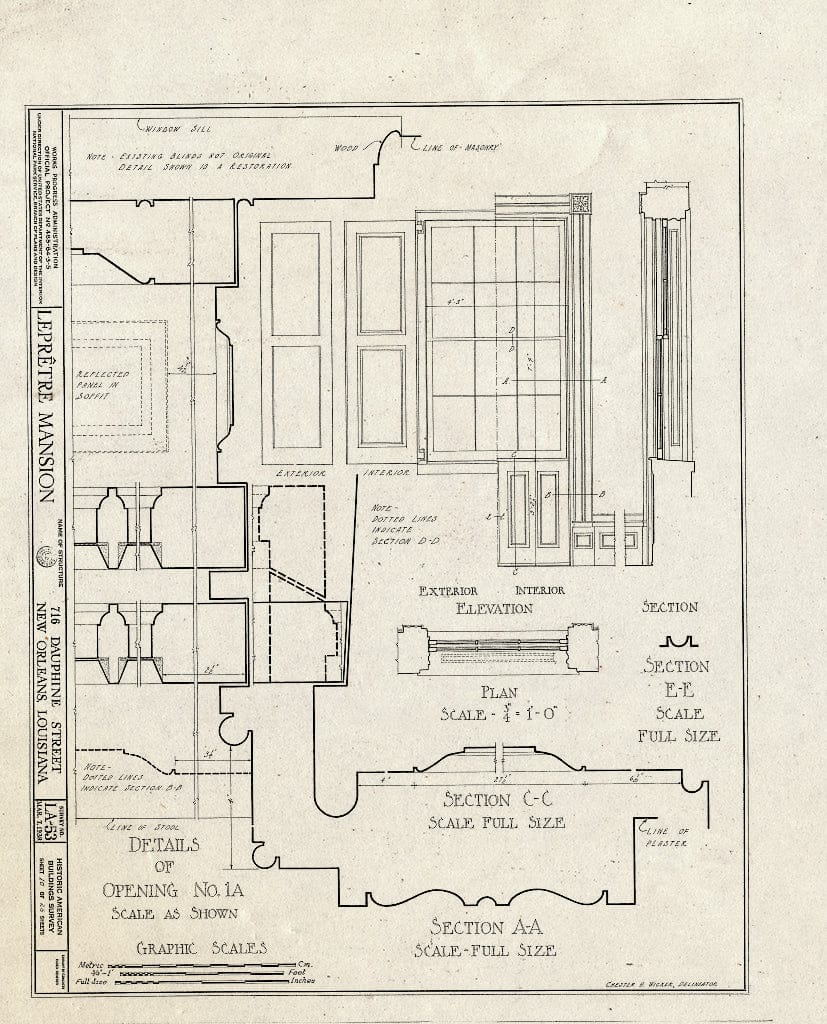 Blueprint HABS LA,36-NEWOR,18- (Sheet 10 of 26) - Le Pretre Mansion, 716 Dauphine Street, New Orleans, Orleans Parish, LA