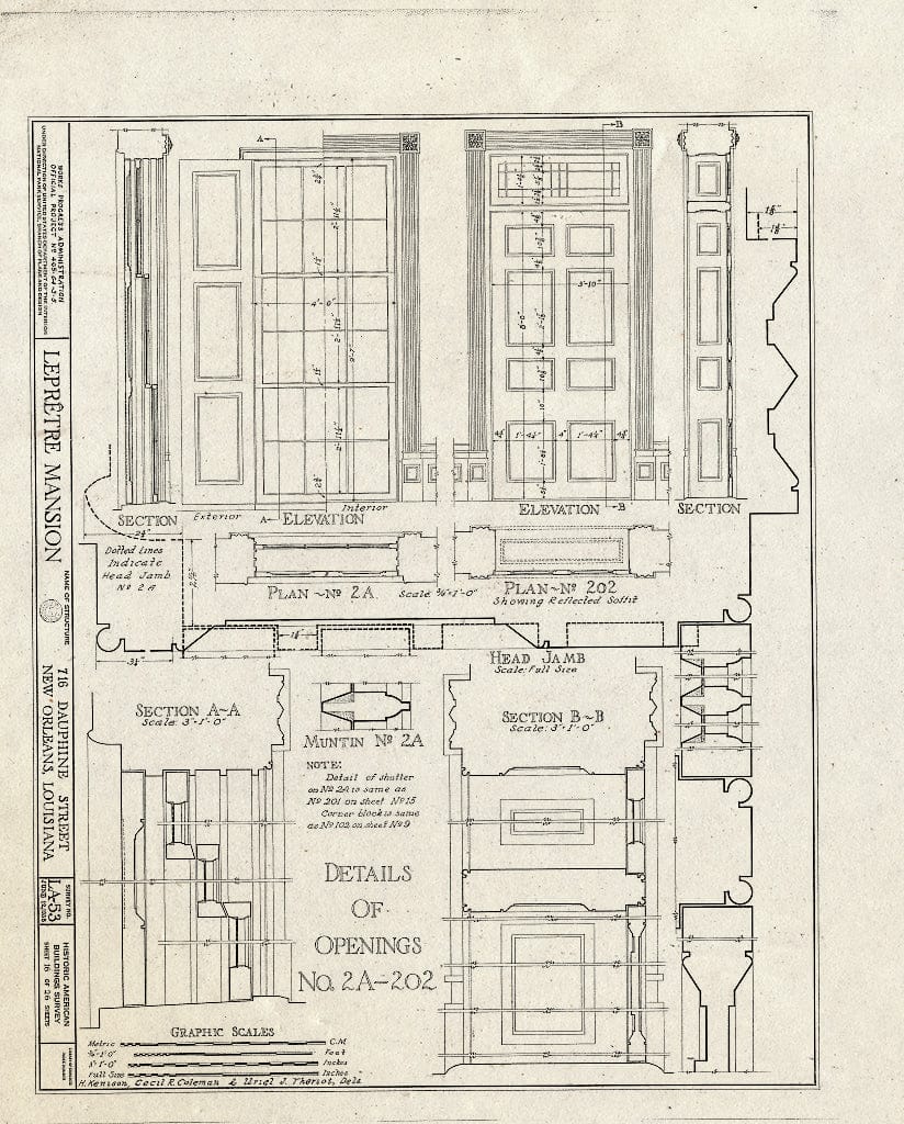 Blueprint HABS LA,36-NEWOR,18- (Sheet 16 of 26) - Le Pretre Mansion, 716 Dauphine Street, New Orleans, Orleans Parish, LA