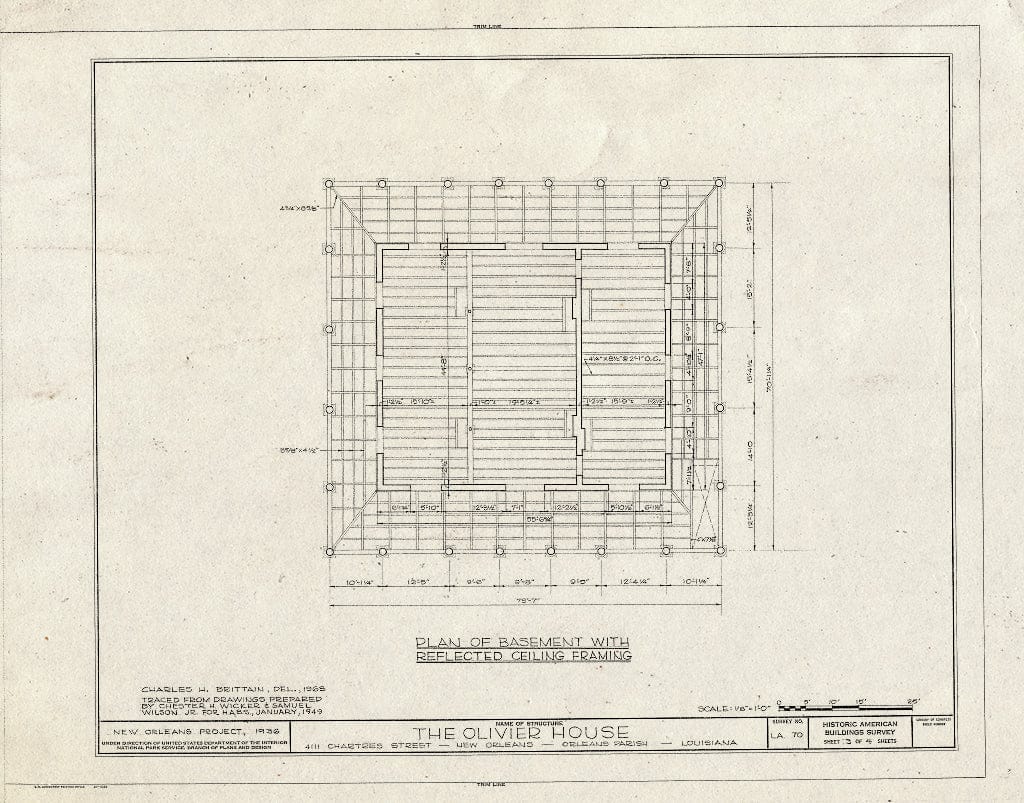 Blueprint HABS LA,36-NEWOR,49- (Sheet 3 of 4) - David Olivier House, 4111 Chartres Street, New Orleans, Orleans Parish, LA