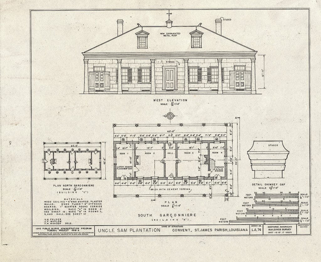 Blueprint HABS LA,47-Conv.V,1- (Sheet 10 of 17) - Uncle Sam Plantation, Convent, St. James Parish, LA