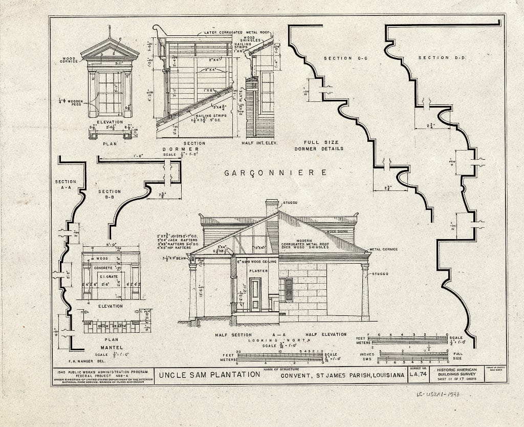 Blueprint HABS LA,47-Conv.V,1- (Sheet 11 of 17) - Uncle Sam Plantation, Convent, St. James Parish, LA
