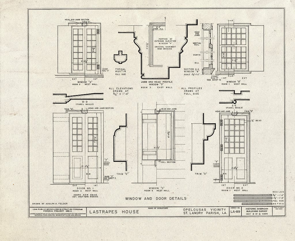 Blueprint HABS LA,49-OPEL.V,1- (Sheet 4 of 6) - Lastrapes House, Opelousas, St. Landry Parish, LA