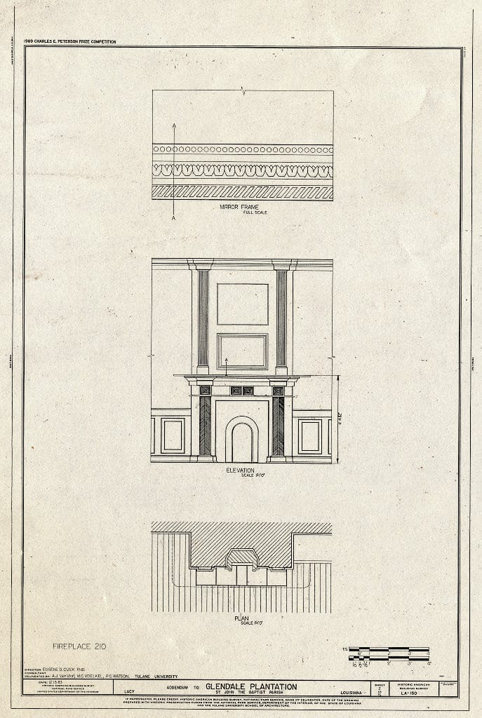 Blueprint HABS LA,48-Lucy,1- (Sheet 2 of 16) - Glendale Plantation, Lucy, St. John The Baptist Parish, LA