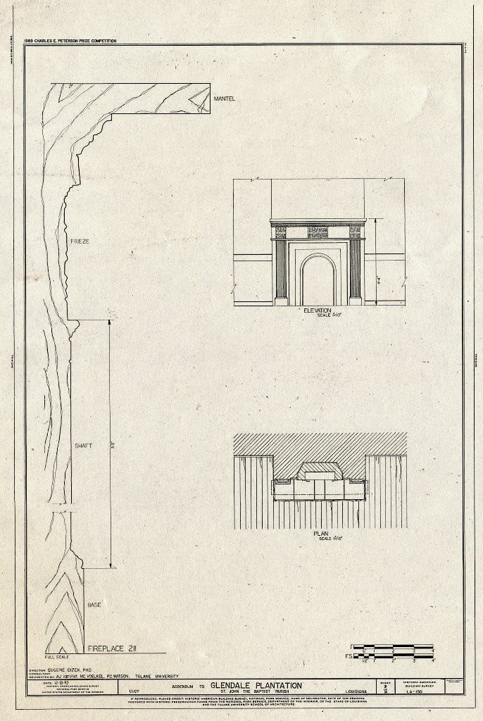 Blueprint HABS LA,48-Lucy,1- (Sheet 9 of 16) - Glendale Plantation, Lucy, St. John The Baptist Parish, LA