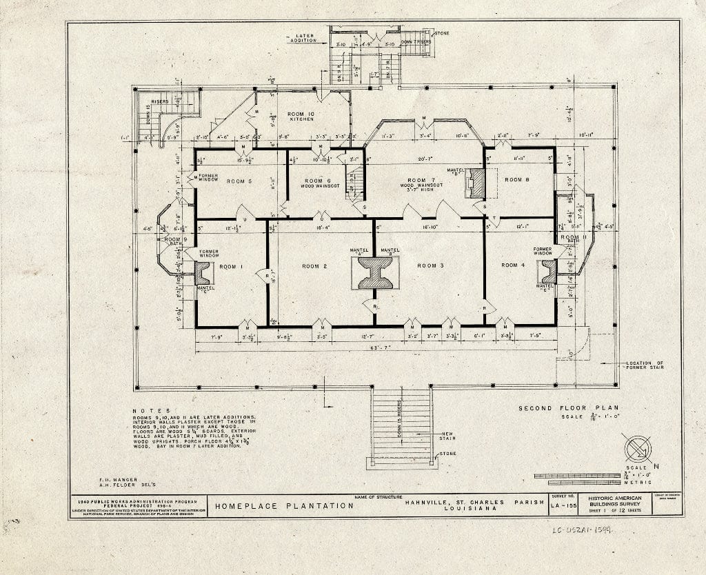 Blueprint HABS LA,45-HAHNV,1- (Sheet 1 of 12) - Homeplace Plantation, River Road, Hahnville, St. Charles Parish, LA