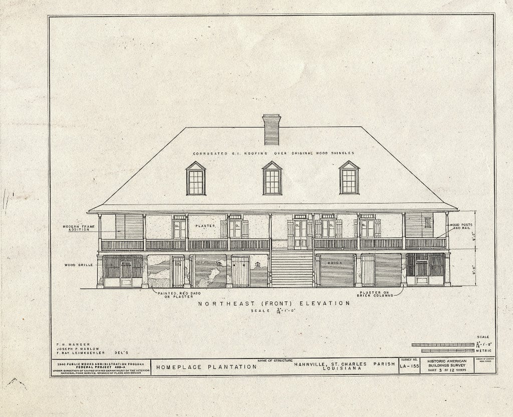 Blueprint HABS LA,45-HAHNV,1- (Sheet 3 of 12) - Homeplace Plantation, River Road, Hahnville, St. Charles Parish, LA