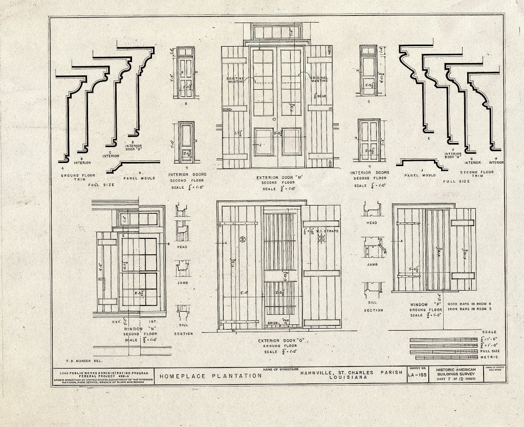 Blueprint HABS LA,45-HAHNV,1- (Sheet 7 of 12) - Homeplace Plantation, River Road, Hahnville, St. Charles Parish, LA