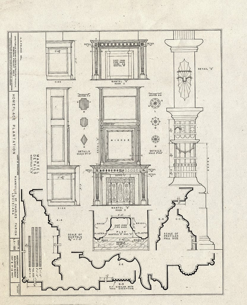 Blueprint HABS LA,45-HAHNV,1- (Sheet 8 of 12) - Homeplace Plantation, River Road, Hahnville, St. Charles Parish, LA