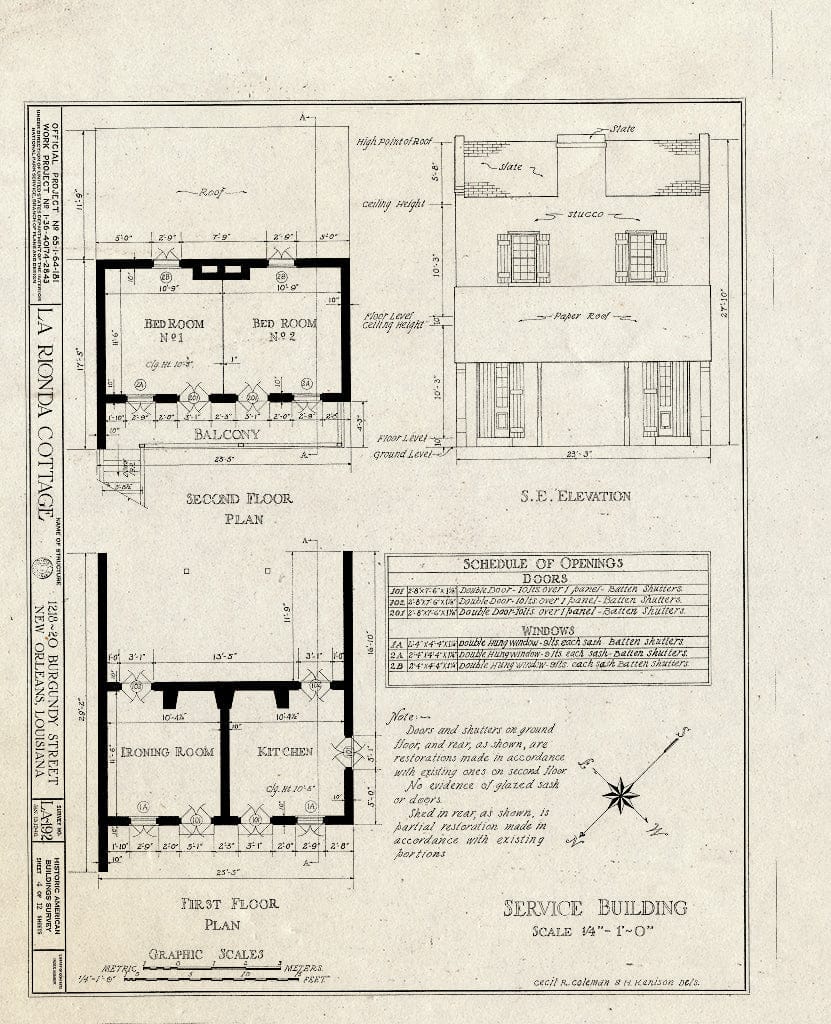 Blueprint HABS LA,36-NEWOR,20- (Sheet 4 of 12) - LaRionda Cottage, 1218-1220 Burgundy Street, New Orleans, Orleans Parish, LA