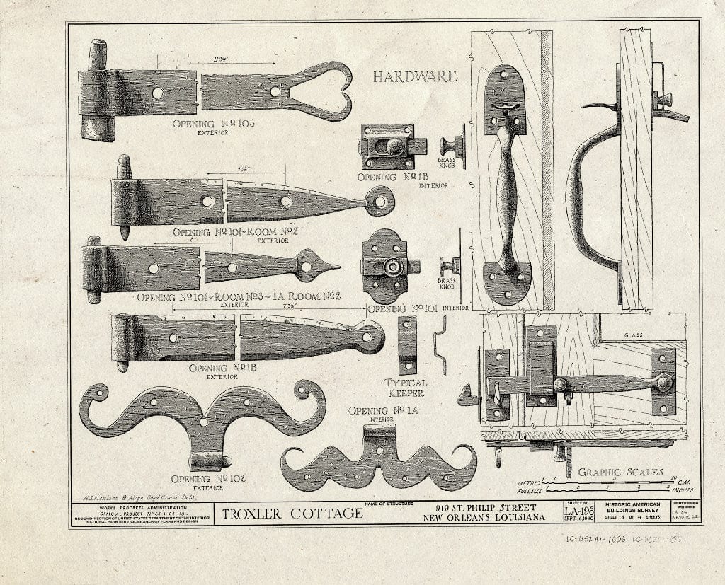 Blueprint HABS LA,36-NEWOR,22- (Sheet 4 of 4) - Troxler-Psayla Cottage, 919 Saint Philip Street, New Orleans, Orleans Parish, LA
