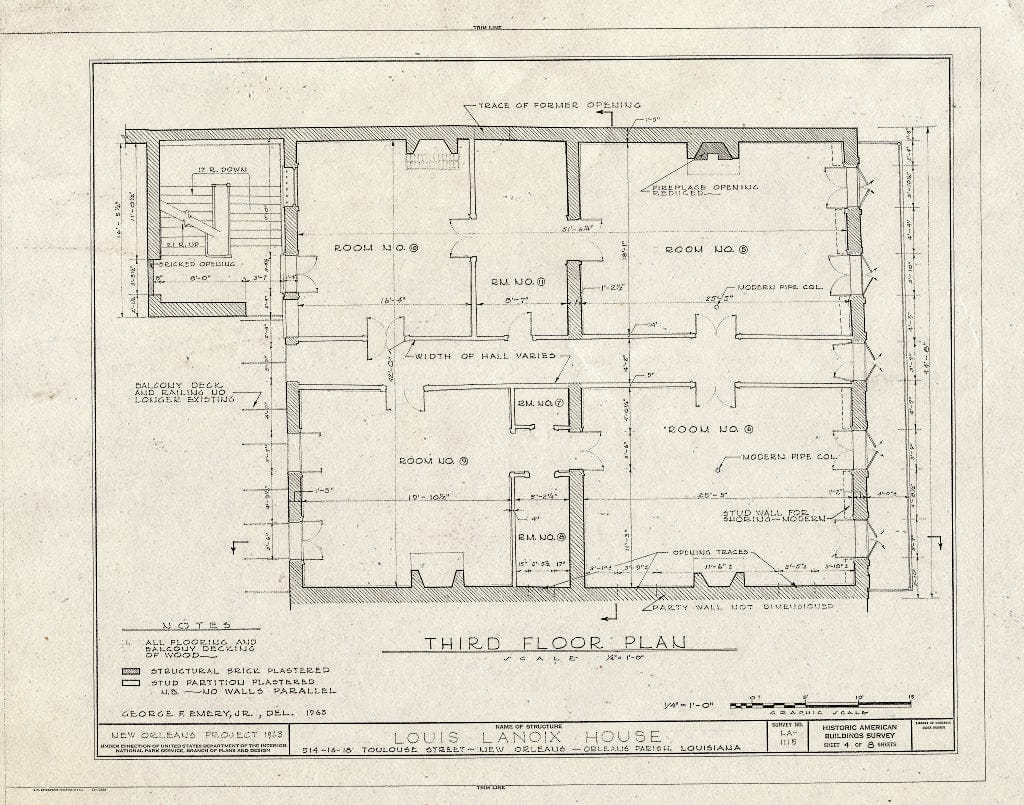 Blueprint HABS LA,36-NEWOR,63- (Sheet 4 of 8) - Louis Lanoix House, 514-516-518 Toulouse Street, New Orleans, Orleans Parish, LA