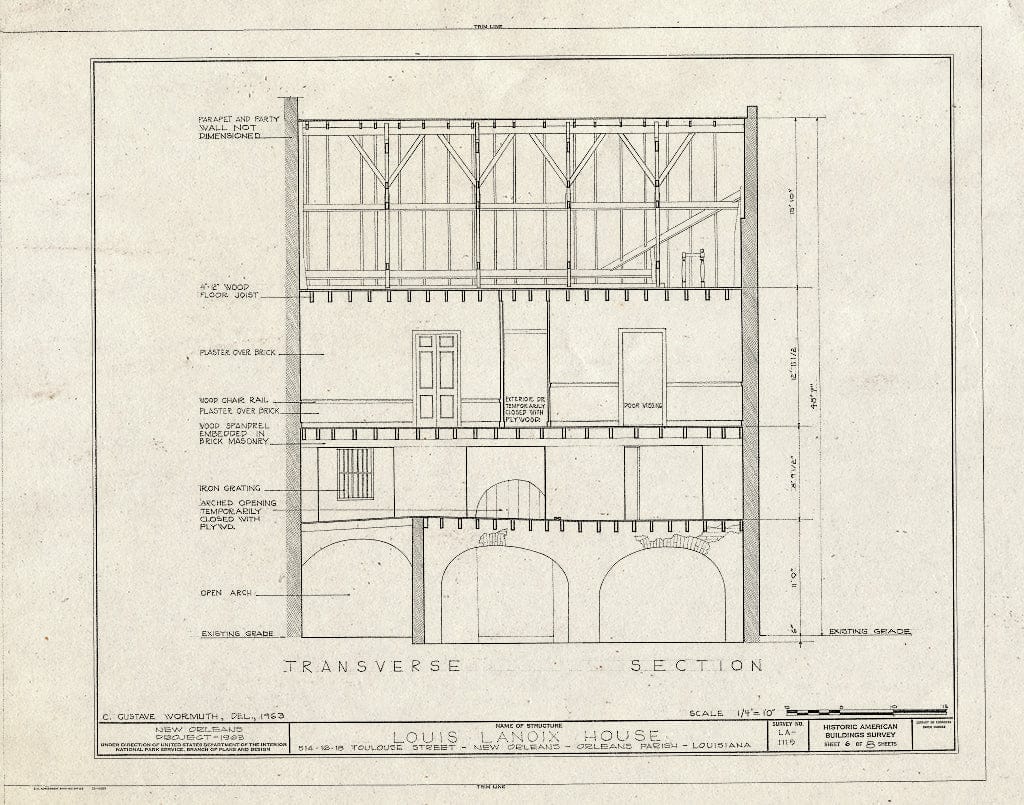 Blueprint HABS LA,36-NEWOR,63- (Sheet 6 of 8) - Louis Lanoix House, 514-516-518 Toulouse Street, New Orleans, Orleans Parish, LA