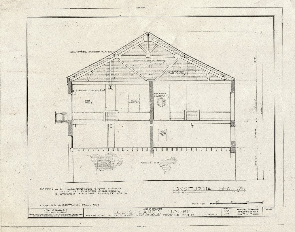 Blueprint HABS LA,36-NEWOR,63- (Sheet 7 of 8) - Louis Lanoix House, 514-516-518 Toulouse Street, New Orleans, Orleans Parish, LA