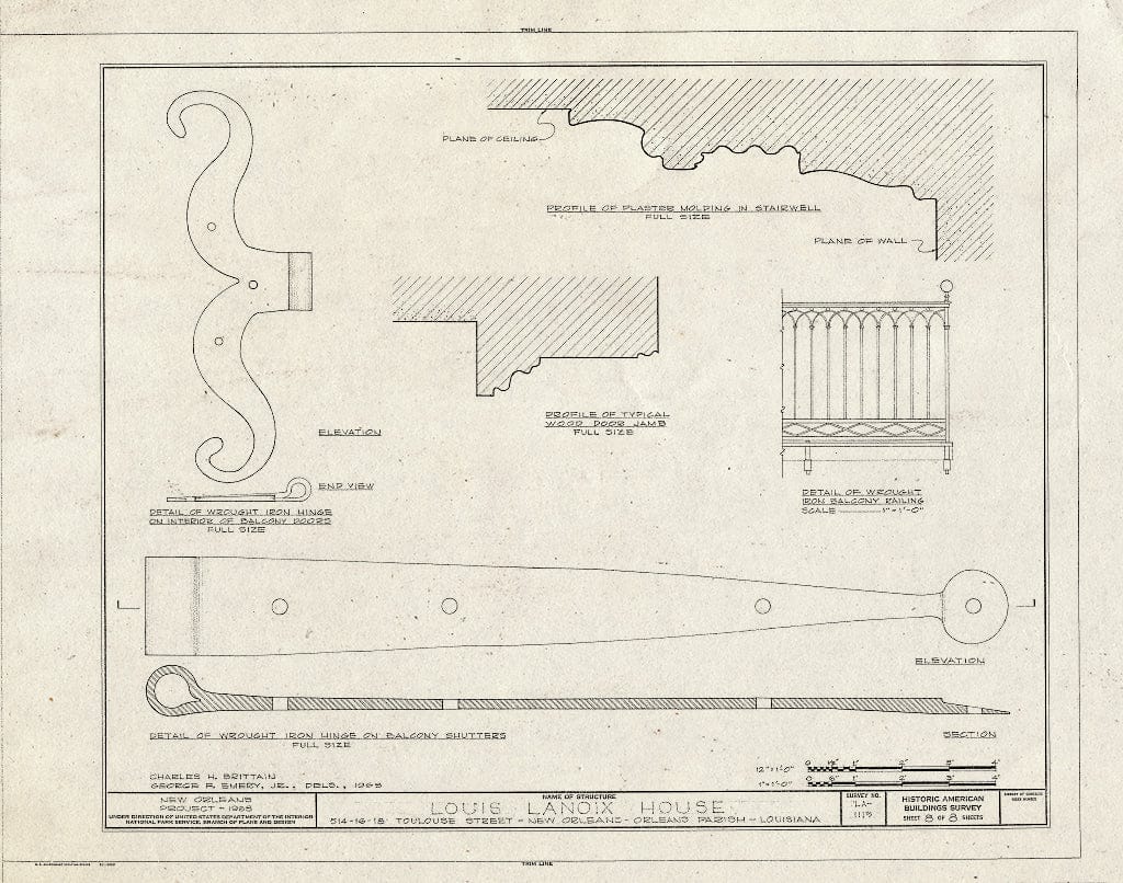 Blueprint HABS LA,36-NEWOR,63- (Sheet 8 of 8) - Louis Lanoix House, 514-516-518 Toulouse Street, New Orleans, Orleans Parish, LA