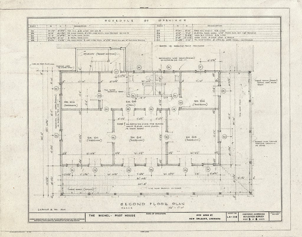 Blueprint HABS LA,36-NEWOR,64- (Sheet 3 of 6) - Michel-Pitot House, 1370 Moss Street (Moved to 1440 Moss Street), New Orleans, Orleans Parish, LA