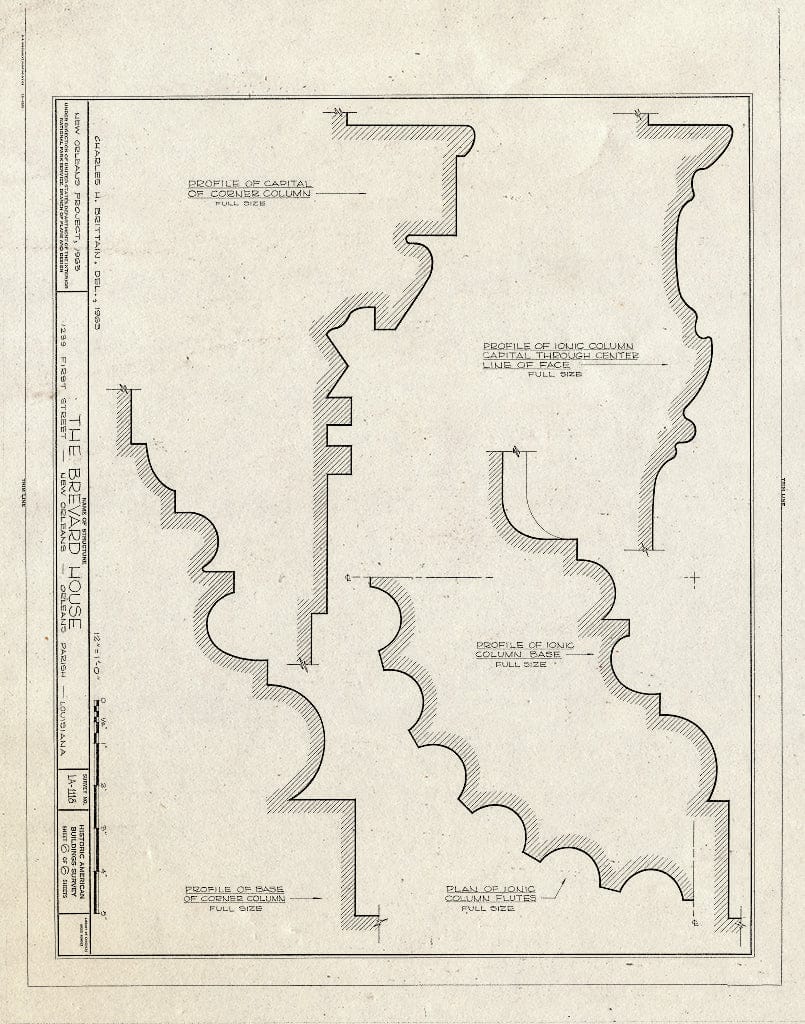 Blueprint HABS LA,36-NEWOR,66- (Sheet 6 of 6) - Albert Hamilton Brevard House, 1239 First Street, New Orleans, Orleans Parish, LA