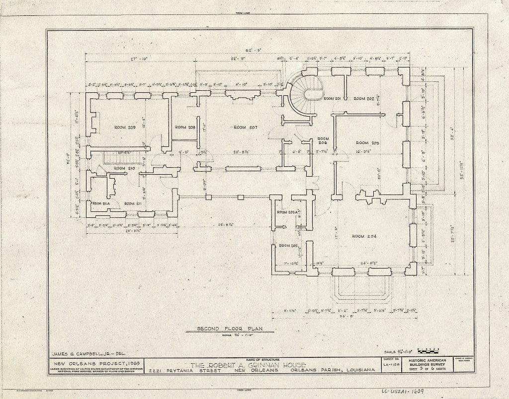 Blueprint HABS LA,36-NEWOR,23- (Sheet 3 of 6) - Robert A. Grinnan House, 2221 Prytania Street, New Orleans, Orleans Parish, LA