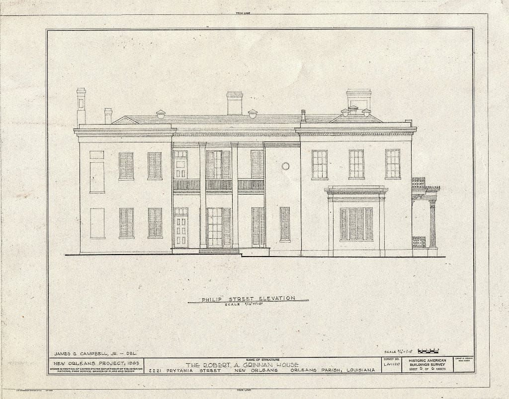 Blueprint HABS LA,36-NEWOR,23- (Sheet 5 of 6) - Robert A. Grinnan House, 2221 Prytania Street, New Orleans, Orleans Parish, LA